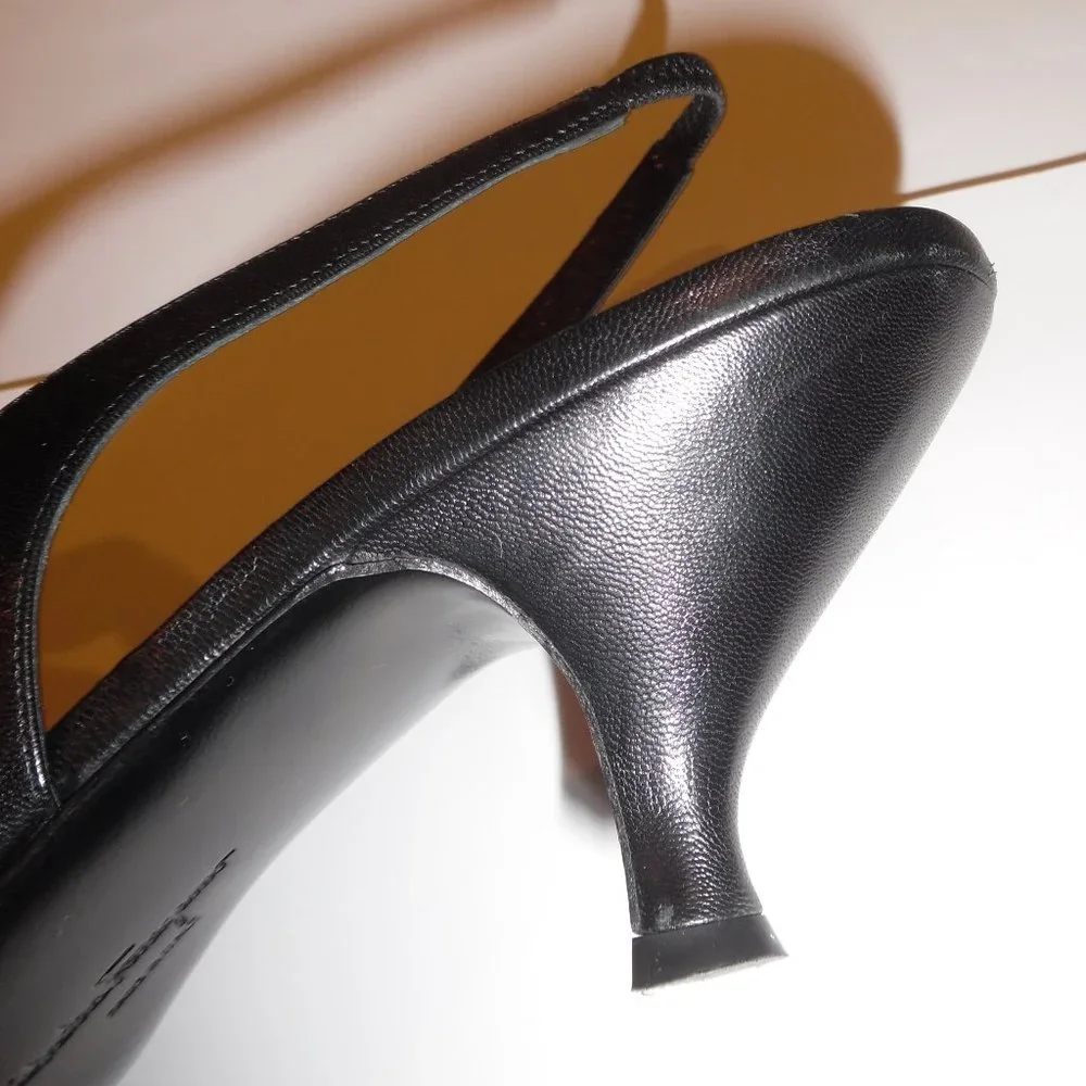 Salvatore Ferragamo Black Leather Kitten Heels Buckle Gancini  Sandals Shoes - Picture 14 of 15